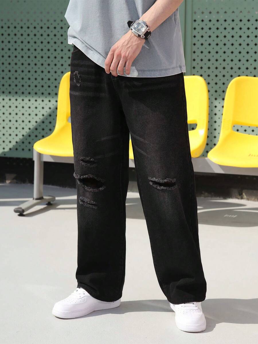 Logeqi® Jeans Pantalones Casual Versátil Baggy Para Hombre