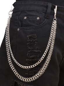 Một chiếc váy biểu diễn sân khấu nhiều lớp thắt lưng xích phong cách Hip-Hop Punk Metal Rivet Jeans Phụ kiện - A - Xem 6
