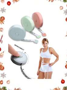 可爱迷你伸缩自动卷尺，软卷尺，身体缝纫柔性尺，用于减肥医学身体测量缝纫裁缝工艺，卷尺长度为 1.5 米/60 英寸，小巧、便携、双面秤，家用测量衣服、身高、多功能