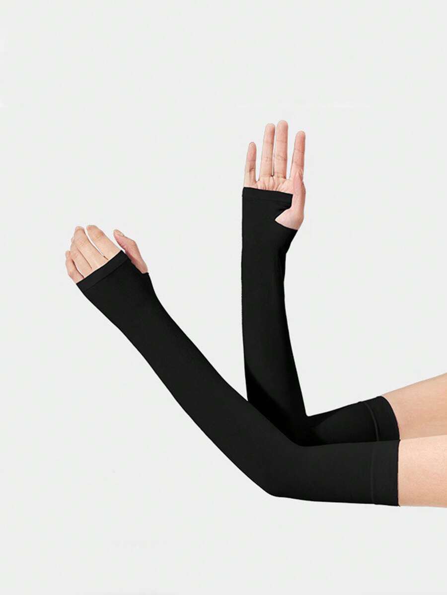 Arm Sleeves With Thumb Hole Protection Cooling Arm Sleeves 3 Colors Compression Long Women Men Summer Sun Arm Cover Sleeves Tattoo Cover For Sports Workouts Cycling Driving