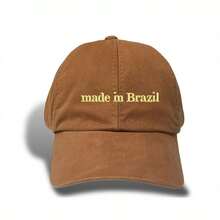 Unisex Dad Hat In 100% Cotton Twill Curved Brim Custom Made In Brazil - Brown Embroidered Beige - View 1
