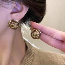 1 PIEZA Pendientes de perla con diseño geométrico - Pendientes de lujo minimalistas para mujer