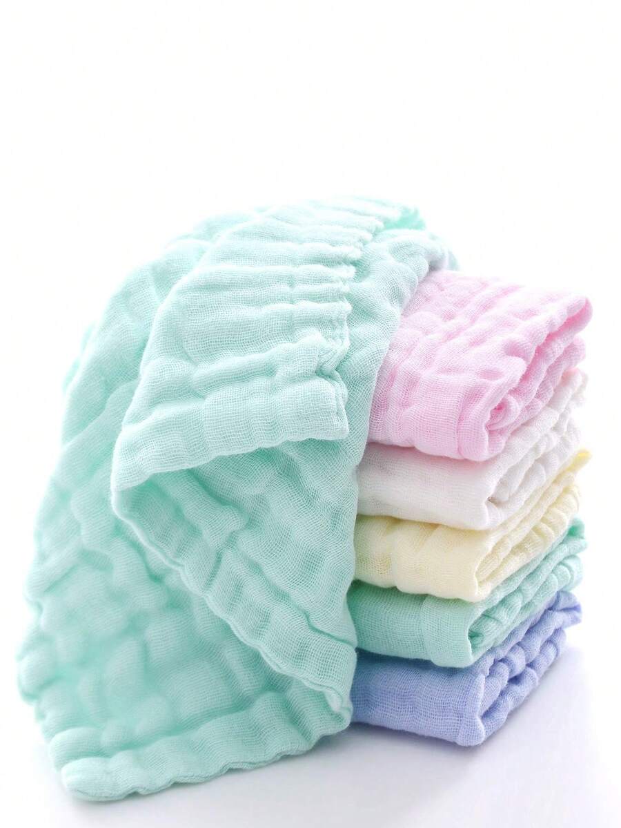 5/10pcs Baby Towel Set - Baby Wipes Small Towels - Soft Newborn Face Towels Suitable For Sensitive Skin - Baby Shower & Bath Supplies - Multicolor - View 1