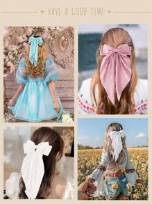 1/10/20Pcs Random Color Hair Bows With Long Tail Bow Hair Clips Elegant Hair Ribbon Hair Accessories For Women Daily Wear Suitable For Many Occasion Valentine's Day Valentines,Hair Barrettes Claw Clips