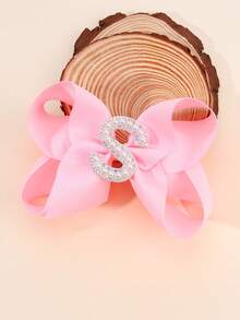 1 pieza Clips para el cabello con moños y letras del abecedario de color rosa para niñas, clips de pelo con lazo y decoración de perlas en forma de letras, accesorios de moda con pinzas de cocodrilo para regalos de fiesta y uso diario - Rosa - Ver 32