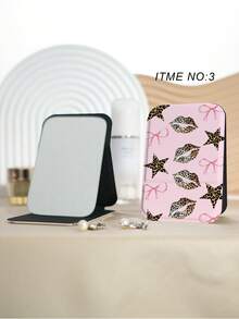 Millennium Leopard Print Ocean World Series Portable Vanity Mirror, Foldable, Lightweight, Ultra-Thin, Convenient Hand Mirror, Durable PU Leather, Suitable For Multiple Occasions And All People, Foldable Tabletop Mirror For Carrying