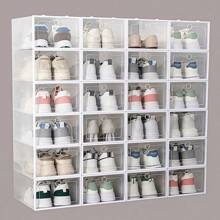 12pcs Thick Transparent Flip-Top Shoe Storage Boxes, Foldable Drawer-Style Plastic Shoe Organizers, Ideal For Summer Shoe Storage And Space Saving