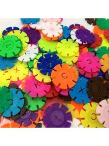 100 Pieces/Set, Early Education Toy Snowflake Puzzle Blocks, Kindergarten Children, Boys And Girls, Baby Intelligence Development Blocks Are Very Suitable For Kindergarten Classrooms(Some Colors And Styles Are Random)(The Specific Size Of Each Individual Image Is Explained) - Multicolor - View 5