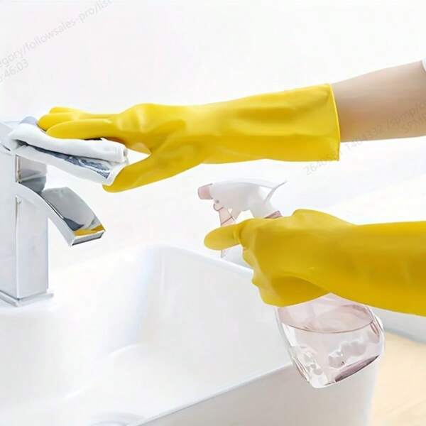 4pcs Rubber Kitchen Dishwashing Gloves - Reusable Household Cleaning Gloves For Dishwashing And Cleaning Tasks, Flexible, Durable, And Non Slip For Public Cleanning