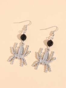 1 Pair Halloween Gothic Rhinestone Net Bat, Skull, Spider Stud Earrings For Women, Suitable For Holiday Costumes And Daily Wear
