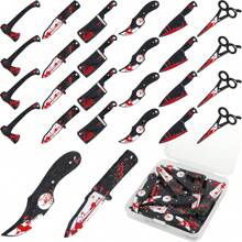 24 Pcs Fake Knife Charms, Halloween Pendant Mini Resin Knives Beads For Women DIY Jewelry Making Crafting Halloween Charms With Box Home Decor Halloween Decor Fall Decor Room Decor