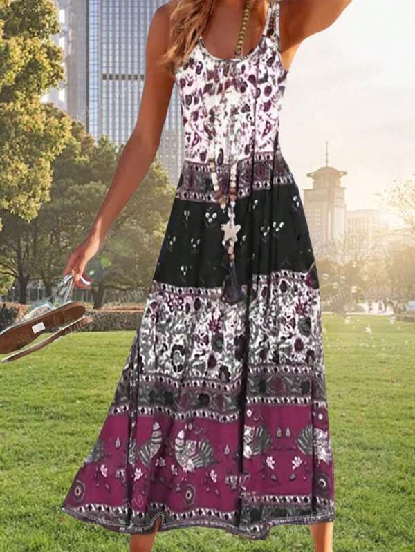 Leichtes, elegantes Sommer-Frühjahr Damen modisches und vielseitiges Lässig/Urlaubs Slim Fit Kleid - Große Größen