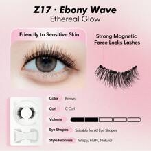 [Ebony Wave] Genielash Magnetic Eyelashes 4 Pieces(1 Pair) With Clip Reusable Natural False Eyelashes No Glue 3D False Eyelash For Makeup