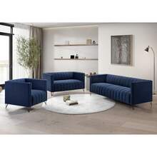 Home Design Kurtis Square Arm Chair, Loveseat, Sofa - Blue - View 1