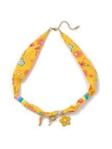 1pc Beach Vacation Leisure Style Colorful Ribbon Marine Life Tropical Flowers Palm Tree Shell Star Pendant Women's Necklace, Electroplated 18K Gold Waterproof And Sweat Proof, Suitable For Daily Wear And Use, Women's Jewelry, Women's Accessories, Suitable For Giving To Wives, Mothers, Girlfriends