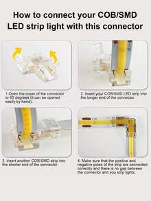 5Pcs/10Pcs 2-Pin L-Type COB/SMD LED Connector 8mm Strip To Strip Solderless Corner Connector For 2-Pin COB/SMD LED Strip Light - Right Angle - View 6