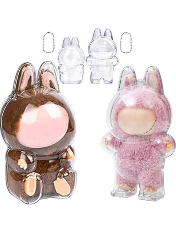 Protective Case, Small Figurine Transparent Protective Cover - Cute Design, Transparent Acrylic Display Box With Keychain, Durable PC Material, Collector's Dust-Proof Protective Cover, Backpack Decoration, Outdoor Display, Decorative Storage Bathroom Accessories