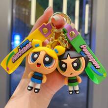 Warner Bros Portachiavi a forma di girl con powerpuff - Anello elegante per chiavi d'auto, zaino, portafoglio - Regalo per PDG, fans, cartoni animati - Collezionabile per uso quotidiano e Occa speciale