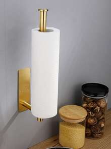 1pc Hanging Paper Towel Holder, Kitchen Cabinet Cupboard Under Shelf Storage Paper Towel Roll Holder Dispenser, Free Punching Wrought Iron Napkins Plastic Wrap Rag Cling Film Storage Rack, Home Kitchen Supplies - Multicolor - View 10