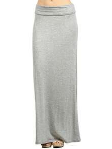 Chic Comfortable High Waisted Maxi Skirt Flowing A Line Design For Everyday Elegance - H-grey - View 1