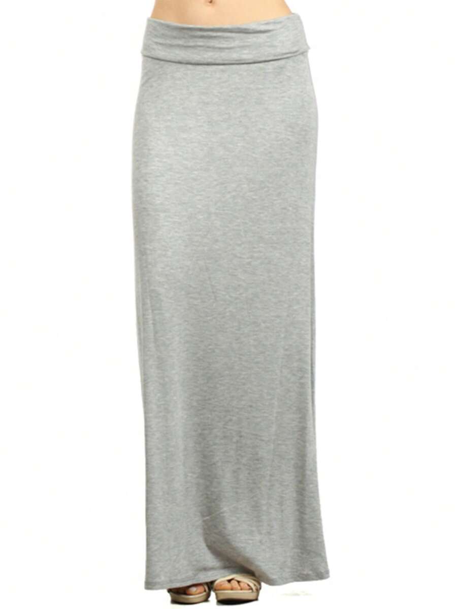 Chic Comfortable High Waisted Maxi Skirt Flowing A Line Design For Everyday Elegance - H-grey - View 1