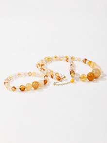 VE "Koi Fish Light" Set, Natural Koi Fish Resin Crystal Jewelry Set, Koi Fish Resin Necklace Symbolizing Good Luck And Prosperity, Suitable For Women's Daily Wear, Gift For Mothers Or Elders. Natural Gem Color Varies. - Set - View 4