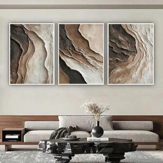 3 st mörkbruna geometriska linjer abstrakta moderna posters väggkonst, bilder, kanvasmålning, idealisk present för rumsinredning vardagsrum heminredning badrumsinredning saker, ingen ram 50x70cm/19.68x27.55tum