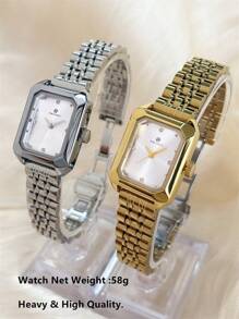 Pablo Raez 1pc Ladies Vintage Watch 18K Gold Jewelry Stainless Steel Bracelets Chain Summer Accessories Wristwatch Silver Color Non Tarnish Top Level AAA Original Charming Hours High Quality Women Watch Luxury Dress Watch IPS Plated Elegant Brand New Rectangle Gorgeous Design Quartz Watch