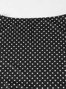 Women's Half Skirt Polka Dot Half Midi Black Skirt - 黑色 - 查看 7