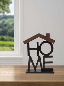 1 件别致的木制“HOME”字母房屋形装饰 - 多功能室内/室外使用，是家庭和办公室的理想礼物，家居装饰，多功能客厅装饰，家居装饰，非常适合情人节、感恩节和日常家居装饰 - 彩色 - 查看 2
