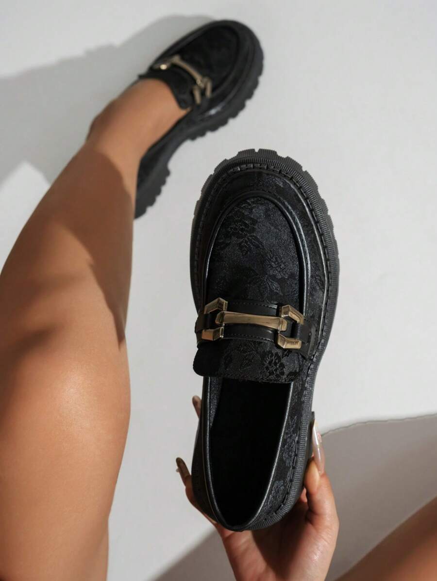 Vielseitige Damen Lässig Schleife Dekor Niedrig Absatz Easy-On Loafer, glänzendes Material retro elegant britischer Stil bequeme Plateausohle Flach Schuhe, schwarz, weicher PU Material britischer Stil Flach Lässig Pendelverkehr Flache Schuhe, Frühling-Herbst