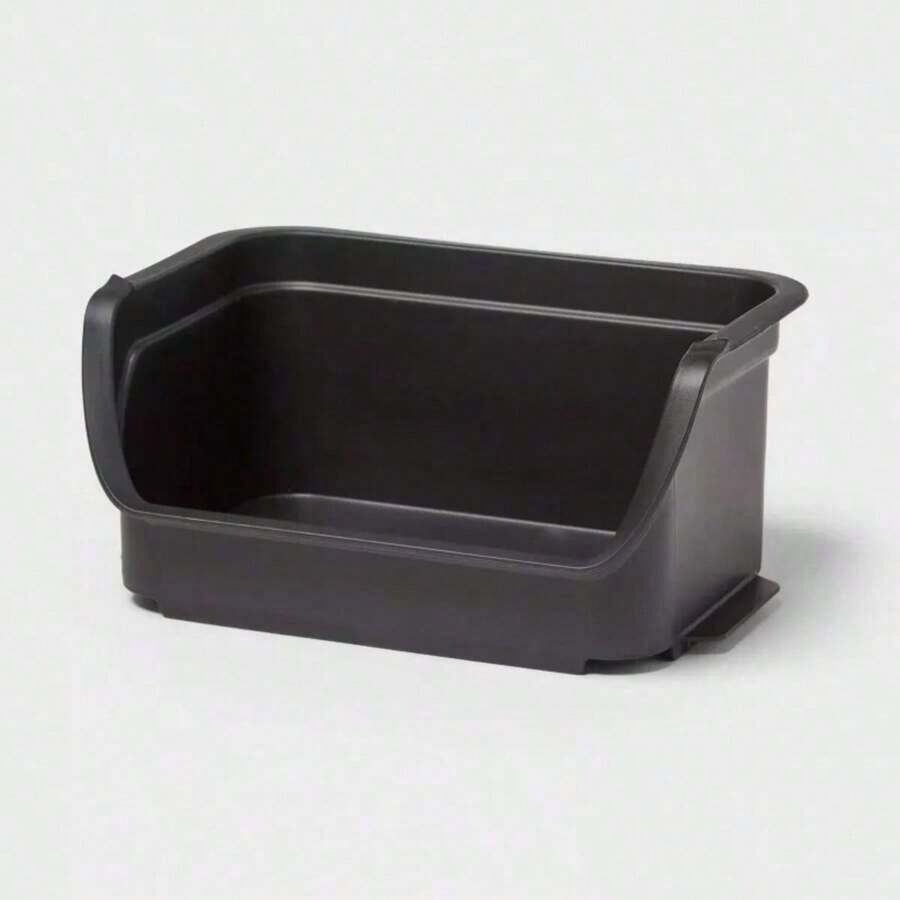 2.3qt Open Front Stackable Storage Bin Portable Black Utility Basket, Universal Storage, 4 Height - 1 - View 1