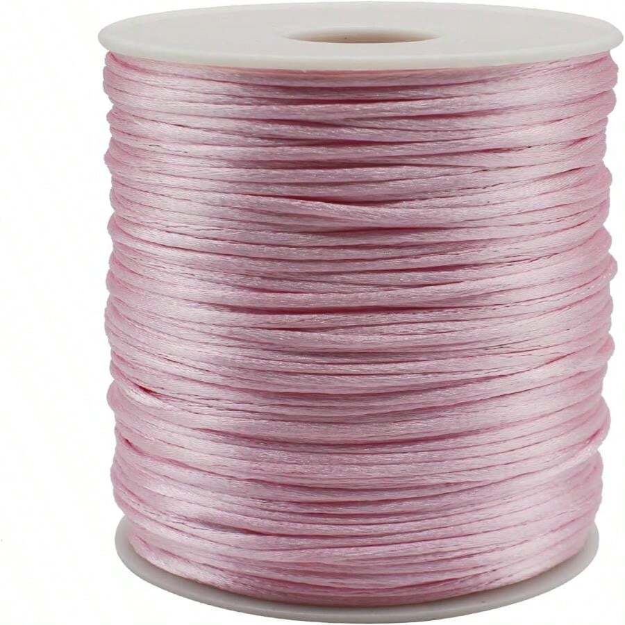 Dortrue Pink Nylon Cord Satin String 2mm X 109 Yards Rattail Satin Silk Trim Cord For Bracelets, Necklaces, Jewelry Making, Chinese Knotting,Macramé Arts And Crafts - Pink - View 1