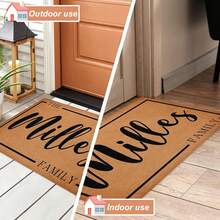 1pc 16"*24" 18"*30" Personalized Door Mat For Front, Custom Yard Welcome Mats For Outdoor, Retro Garden Decor Doormat With Family Name, Customized Front Outdoor Decor Mat - Black - View 3