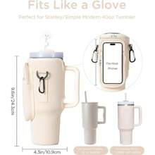 1 set Étui de 40 Oz avec sangle d'épaule réglable et accessoires de chapeau de paille, sac de rangement double, compatible avec le godet de 40 oz et 30 oz, étui isotherme en néoprène avec sangle d'épaule réglable, accessoire de tasse pour activités de plein air, bureau, voyages, cadeaux, sports, accessoire de bouteille de transport