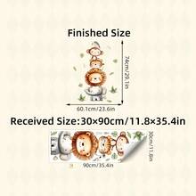 1 件水彩可爱动物墙贴 - 大象和猴子图案 - PVC 自粘贴花，适用于游戏室/儿童房装饰、客厅、门、幼儿园、教室、家居装饰和礼物 - 款式B - 查看 3