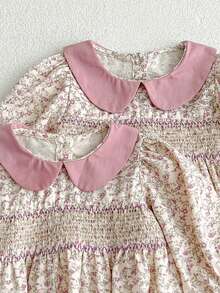 Girls Ditsy Floral Long Sleeve Princess Dress, Spring/Autumn Children Clothing - الأرجواني - مشاهدة 4