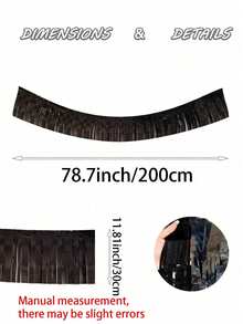 2pcs - 13ft Metal Tassel Garland - Black Tassel Garland, Black Tassel Curtain, Hanging Tassel Floral Wreath, Multipurpose Hanging Decor, Metal Tassel Wall Decor, Hanging Backdrop Table Skirt Decor, Metallic Silver Ribbon Photo Backdrop, Suitable For Decorating Floats, Solo Parties, Weddings, Fall Decor, Halloween Decor, Christmas Decor - Black - View 8