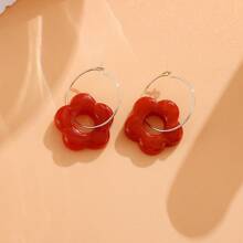 6 paires de boucles d'oreilles à fleurs minimalistes et mignonnes de couleur macaron en acrylique, convenant à la tenue quotidienne des femmes