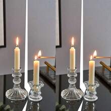 6pcs Palace Candle Holder, Transparent Candle Holders, Natural Crystal Design Candle Holders, Suitable For Home Tabletop Decoration, Candle Centerpiece, Wedding Decoration, Romantic Dinner Candles, Birthday Party, Festival