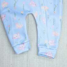Print Macacão De Inverno Bebê Menina De Soft Quentinho Com Estampa Fofa Sublimada Facil De Vestir Roupas Para Bebê Menina - Azul - Visão 6