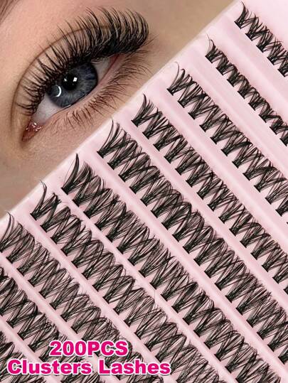 80/140/200pcs 40D Soft & Curly Lash Extensions, 8-16mm Mixed, 4/7/10 Rows 0.07mm C/D, Waterproof Mink Lashes, Lightweight, 3D Effect For Natural To Dramatic Makeup Looks, Portable For Daily Wear Or Occasions Lash Clusters, Eyelash Clusters, Individual Eyelashes, Lashes, Fake Lashes