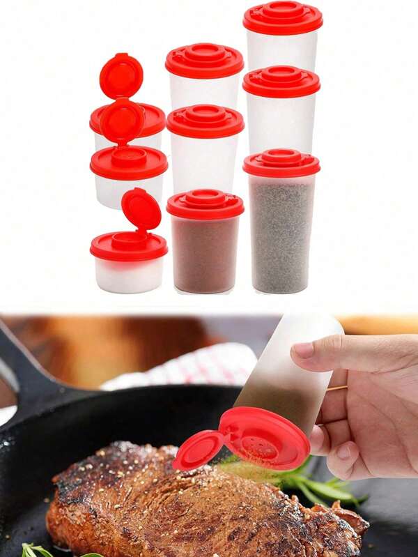 1/2/3Pcs Salt And Pepper Shakers, Seasoning Bottles, Moisture-Proof Camping Salt And Pepper Shakers, Kitchen Gadgets, Kitchen Accessories, Plastic Sealed Spice Jar Dispenser Set For Outdoor Kitchen, Lunch Box, Travel