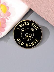 1 pièce Europe et États-Unis Broche en métal représentant un ours fan de musique populaire, inspirée de mon ancien album "Ye" Accessoire de chemise, veste, sac à dos pour l'école