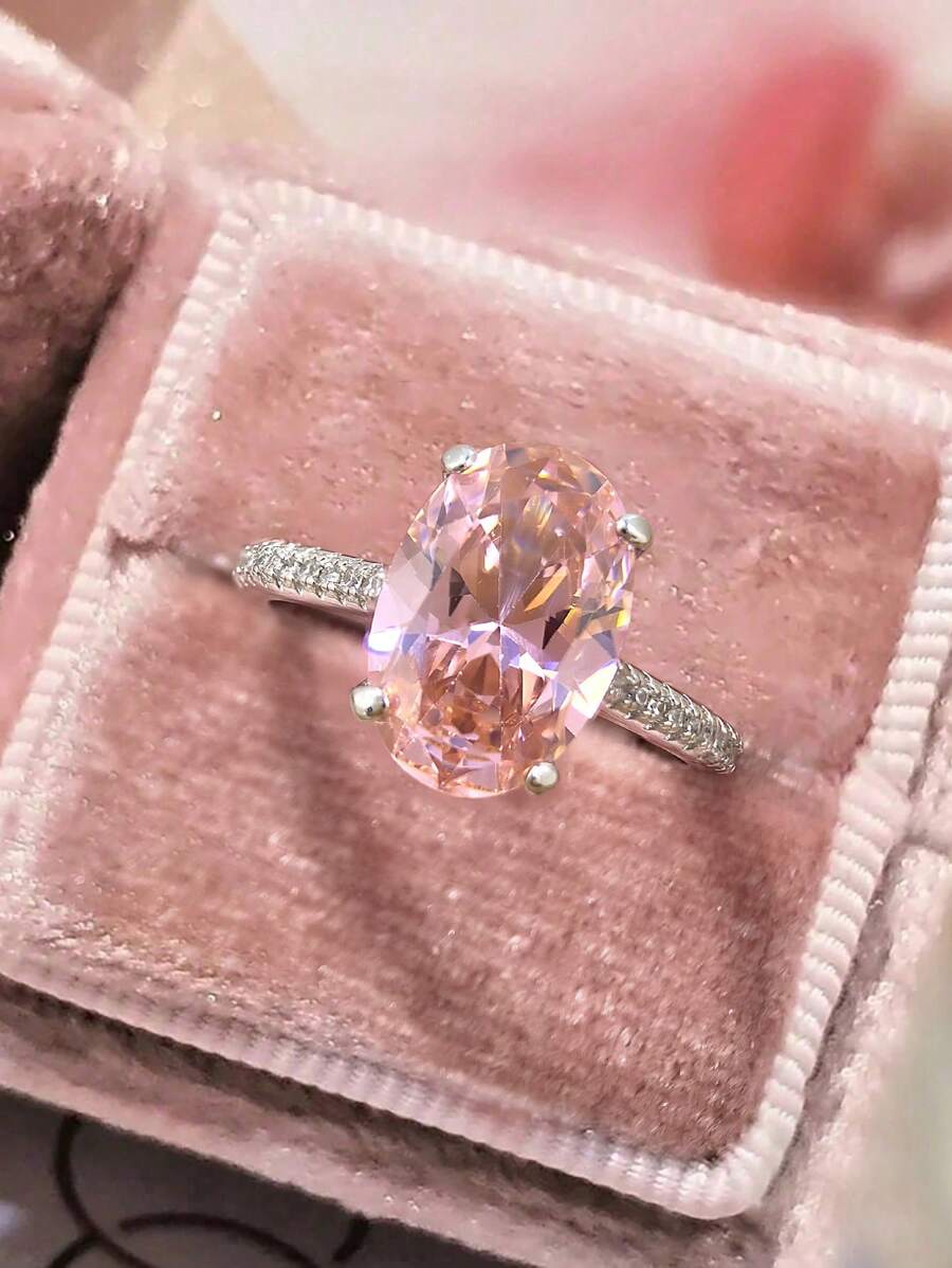 Stylever 1pc 925 Sterling Silver 8*12mm 4-Prong Pear Cut Cubic Zirconia Ring, Women's Fashion Wedding Anniversary Gift, Exquisite Jewelry, Everyday Decoration