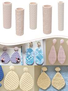 Creative Polymer Clay Texture Roller, Boho Seamless Fabric Pattern Texture Roller For Jewelry Making And DIY Earring, Work With Polymer Clay Cutter, No Power Needed - Textured Roller - View 2
