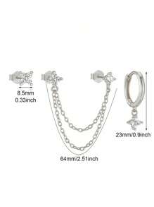 Set de 3/5 piezas de Pendientes con Flores de Trébol de Circonita Cúbica Elegantes, Regalo de Joyería Hipoalergénica para Mujeres, Adecuado para Uso Diario y Festivales