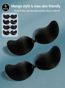 2/3/4 Peças Sutiãs Invisíveis Adesivos em Formato de Manga - Sutiãs de Silicone Sem Alças com Efeito Push-Up para Vestidos Sem Costas, Almofadas Autoadesivas Respiráveis e Reutilizáveis para Levantar o Busto, Amigáveis com a Pele