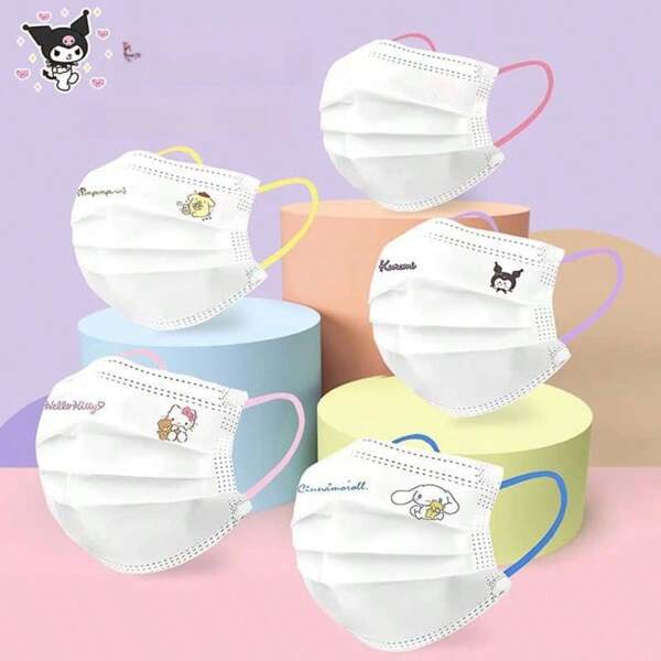 Sanrio Sanrio 20/40pcs Hello Kitty 3D Stereo High Definition Sanrio Cartoon Cute Kitty Printed Disposable Breathable 3-Layer Protection Masks For Women
