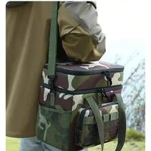 New Outdoor Camouflage Double-Layer Picnic Bag, Camouflage Tactical Lunch Box Ice Pack, Large Capacity Thickened Lunch Bag Cooler, Non-Food Contact